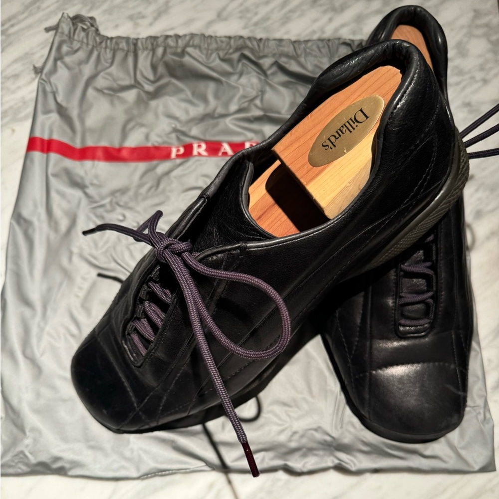 PRADA black leather men’s shoes size 10